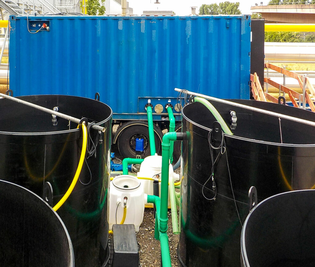 Versuchsanlage zur Abtrennung abfiltrierbare Stoffe aus dem Konzentrat einer Ultrafiltrationsanlage